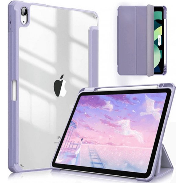 Pouzdro na tablet SES 2v1 Smart flip cover + zadní silikonový ochranný obal s držákem na pero pro Apple iPad 9.7" 2018 6. generace 12230 fialový