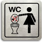 ACCEPT Piktogram zákaz vhazování předmětů do WC - stříbrná tabulka - barevný tisk – Zboží Dáma