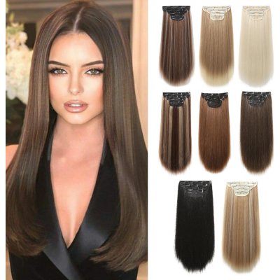 Vlasy clip in 4 pásy - hnědé rovné vlasové příčesky 55 cm – Hledejceny.cz