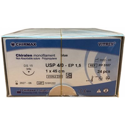 Chiralen monofil modrý 4/0 (1,5) 45cm DS15, 24 ks v balení – Hledejceny.cz