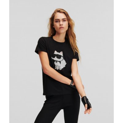 KARL LAGERFELD IKONIK 2.0 CHOUPETTE RS TEE černá – Zboží Mobilmania