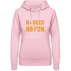 AWDis Hoodie mikina Pivní design No Beer No Fun Miminkovská růžová