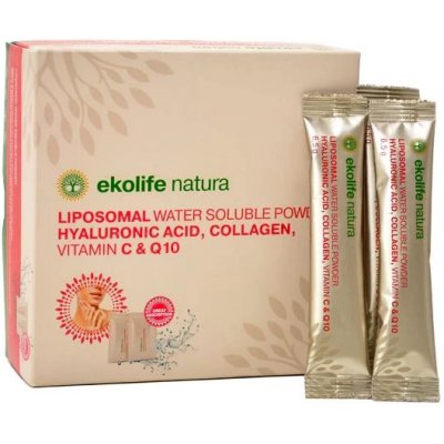 Ekolife Natura Liposomal Hyaluronic Acid, Collagen, Vitamin C & Q10 15×6,5 g ananas