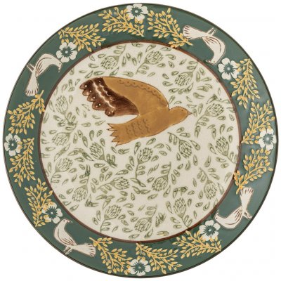 Bloomingville Kameninový dezertní talíř Hezha Green 16 cm, zelená barva, keramika – Zboží Dáma