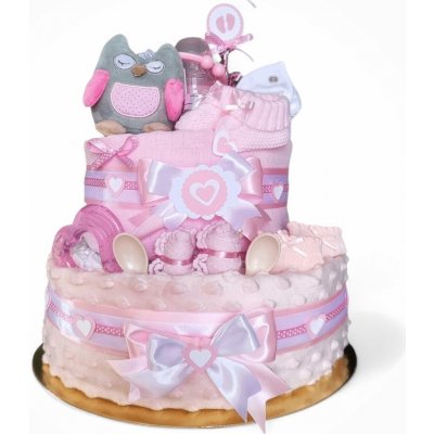 BabyDort dvoupatrový plenkový dort pro miminko růžová SOVIČKA – Hledejceny.cz