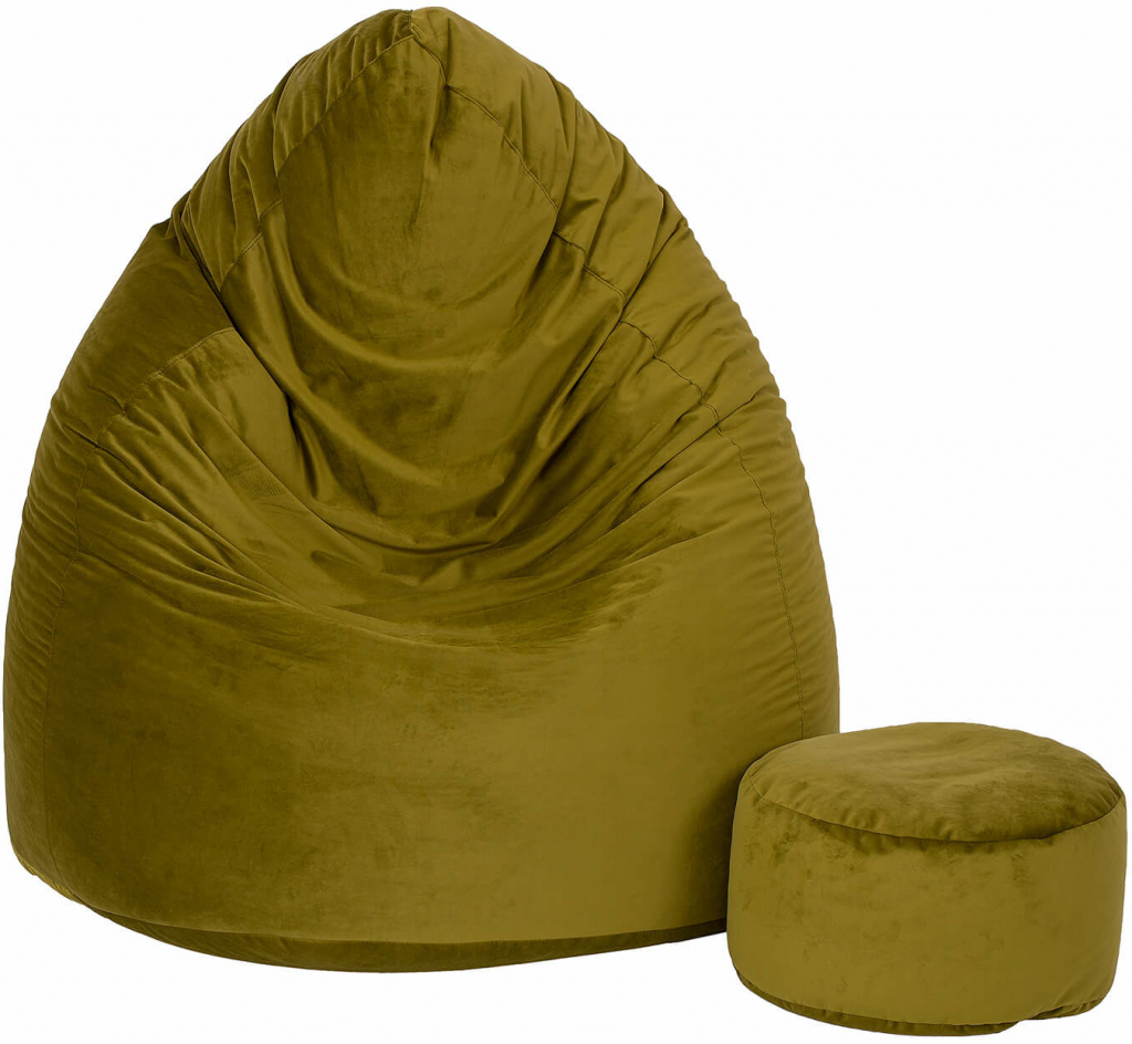Toffel dětský sedací vak maxi comfort velur 100 x 75 cm s podnožkou zelená
