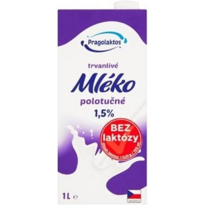 Pragolaktos Polotučné mléko bez laktózy 1,5% 1 l – Zboží Dáma