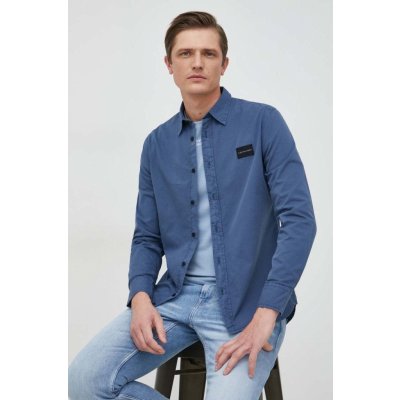 Calvin Klein Jeans bavlněné tričko regular s klasickým límcem modrá J30J322616.PPYX – Zboží Mobilmania