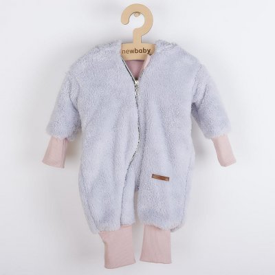Luxusní dětský zimní overal New Baby Teddy bear šedo růžový – Zboží Mobilmania