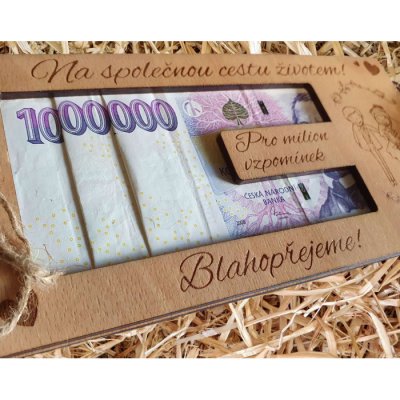 Block Engrave Svatební dřevěné přání - Milion korun - Buk lakovaný – Zboží Dáma