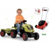 Šlapadlo Smoby set traktor Claas Farmer XL na šlapání s přívěsem a sekačka na trávu Black&Decker