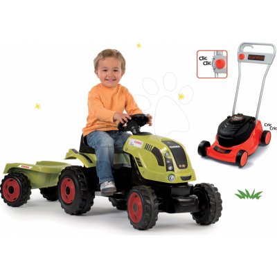 Smoby set traktor Claas Farmer XL na šlapání s přívěsem a sekačka na trávu Black&Decker