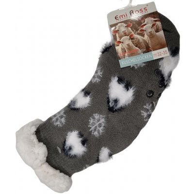 Dětské protiskluzové teplé ponožky s kožíškem Tučnák šedá – Zboží Dáma