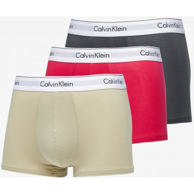 Calvin Klein Modern Cotton Stretch Trunk 3-Pack Virtual Red/ Iron Gate/ Eucalyptus – Zboží Mobilmania