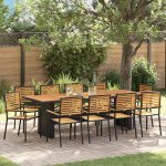 Omaxi 455673 Zahradní jídelní souprava 11 pcs Černá 240 x 90 x 75 cm – Hledejceny.cz