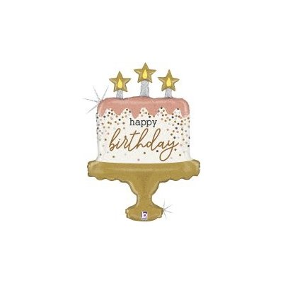 GRABO fóliový balónek Dort rosegold s konfetami 33" 84cm nafukovací – Zboží Dáma