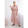 Dámské šaty Fashionweek Italské maxi šaty s ozdobným páskem K6899 Růžovy