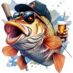 Vinylová samolepka - ryba v černé kšiltovce (8 cm) – Zboží Živě