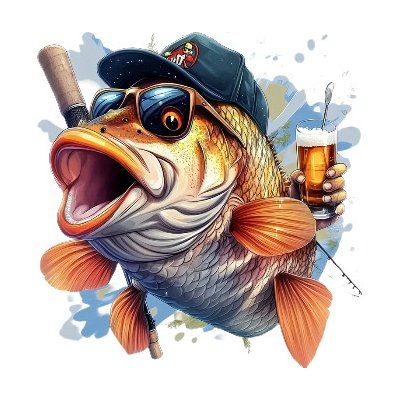 Vinylová samolepka - ryba v černé kšiltovce (8 cm) – Zboží Živě