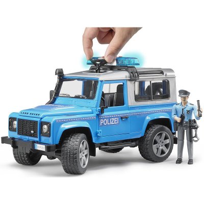 Bruder 2597 Policejní Land Rover Defender s figurkou policisty a majákem – Zboží Mobilmania