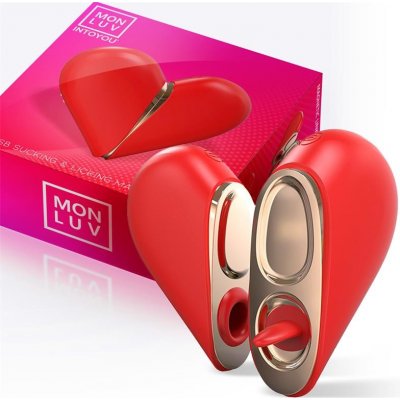 Mon Ami Mon Luv Double Stimulator Heart 2 in 1 Suction and Licking Tongue Red – Zboží Mobilmania