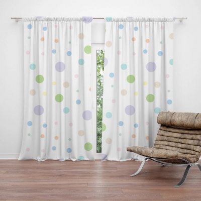 Sablio Závěs Barevné puntíky: 2ks 140x250cm – Zboží Mobilmania