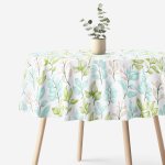 Goldea kulatý ubrus 100% bavlněné plátno deluxe - malované lístky Ø 100 cm – Sleviste.cz