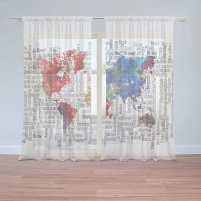 Záclony Jména států: 2 ks - 150x250 cm - Sablio – Hledejceny.cz