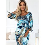 Numoco SOPHIE Pohodlné šaty s kapsami modrozlaté vlny – Sleviste.cz