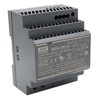 MEAN WELL, Napájecí zdroj na DIN lištu 92W 24V, HDR-100-24, 24V, 3,83A, IP20 – Hledejceny.cz
