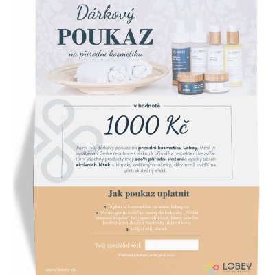 LOBEY Dárkový poukaz 1 000 Kč – Zboží Dáma