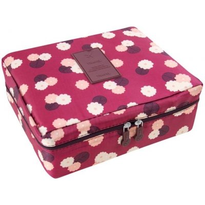 Kufryplus Travel kosmetická taška 13784 vínová s květy – Zboží Dáma