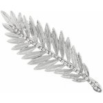 Biju brož palmový list s broušenými kamínky stříbrná 9001683 – Zboží Dáma