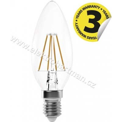 Emos žárovka LED Filament Candle 4W E14 teplá bílá 465lm 360° – Zboží Živě