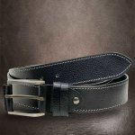 pánský prošitý černý kožený pásek DOUBLE HUNTERS Leather s monogramem ražba Luxusní kožený pásek s ražbou vlastního monogramu – Zboží Dáma