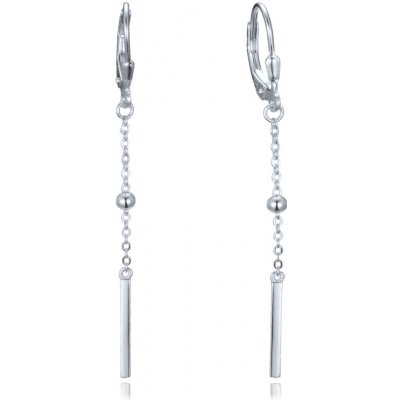 MINET 4028 Řetízkové stříbrné visací náušnice s kuličkami a tyčkami – Zboží Mobilmania