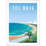 Plakát Tel Aviv City 40X50 cm + bílý rám