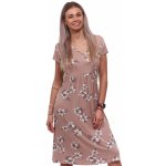 Květovaná luxusní jemná těhotenská i kojící košilka na zip 1D1495 hnědá – Zboží Dáma