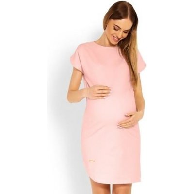 Be MaaMaa těhotenské asymetrické šaty krátký rukáv světle růžové – Zboží Mobilmania