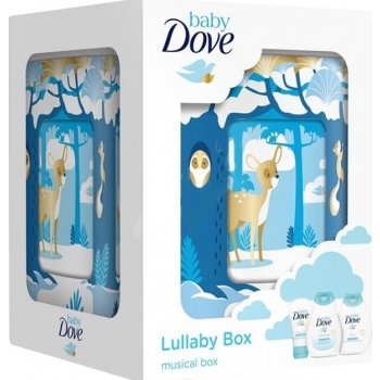 Dove Baby Rich Moisture šampon na tělo a vlasy 200 ml + tělové mléko 200 ml + krém na opruzeniny 45 g + hrací skříňka dárková sada