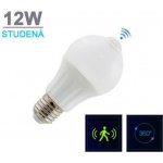 LED21 LED žárovka A5S s PIR čidlem 12W 18xSMD5630 950lm E27 Studená bílá – Sleviste.cz