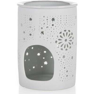 HOME DECOR Aroma lampa porcelánová 8,5 x 11,5 cm, hvězdy, bílá – Zboží Mobilmania