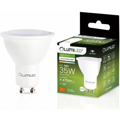 Lumiled LED žárovka LED GU10 5W = 35W 470lm 4000K Neutrální bílá 120° – Hledejceny.cz