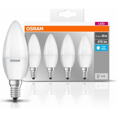 Osram sada 4x LED žárovka E14, Candle, 5,5W, 470lm, 4000K, neutrální bílá – Hledejceny.cz