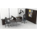 NABYTEK-DESIGNOVY.CZ - ZEP 2.12P 07 Sestava kancelářského nábytku Komfort 2.12 kaštan/šedá – Zboží Dáma