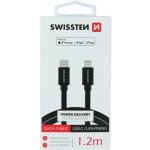 Swissten 71526201 USB 2.0 typ C na Lightning, USB 2.0, zástrčka C - zástrčka Lightning, MFi, opletený, 1,2m, černý – Hledejceny.cz