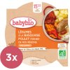 Příkrm a přesnídávka Babybio Menu zelenina s kuřecím masem a rýží 3 x 260 g