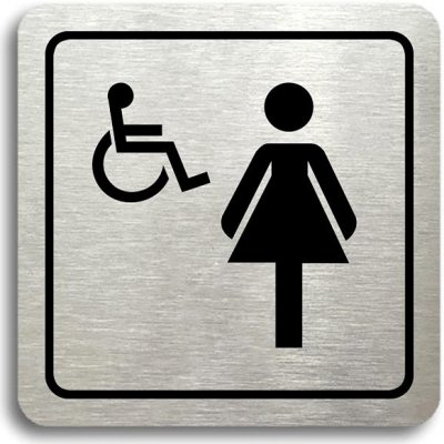 Accept Piktogram "WC ženy, invalidé" (80 × 80 mm) (stříbrná tabulka - černý tisk) – Zboží Mobilmania