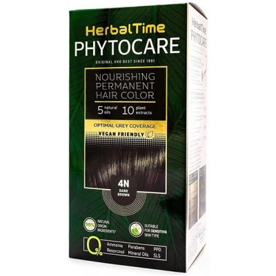 Herbal Time Phytocare permanentní barva na vlasy natural Vegan 4N tmavě hnědá 130 ml