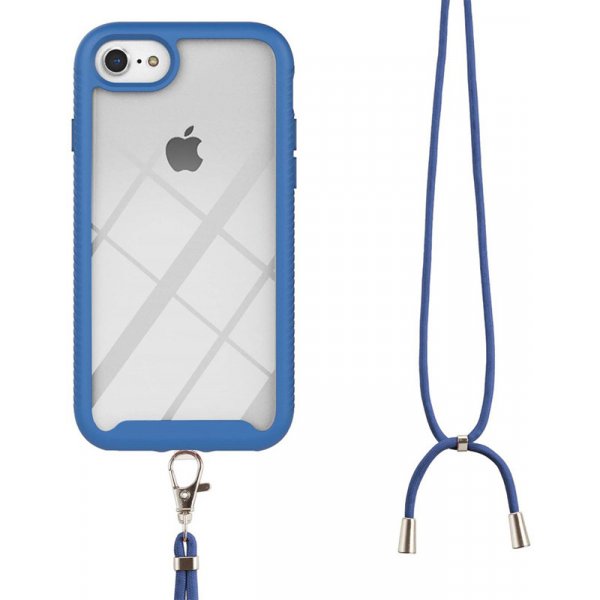 Pouzdro a kryt na mobilní telefon Pouzdro AppleMix Apple iPhone 6 / 6S / 7 / 8 / SE (2020) / SE (2022) - odolný - šňůrka - plastový / gumový - modré